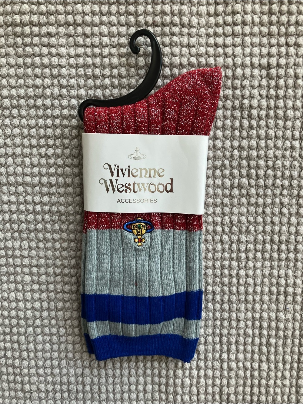 Vivienne Westwood Red, Gray & Blue Ribbed Crew Socks